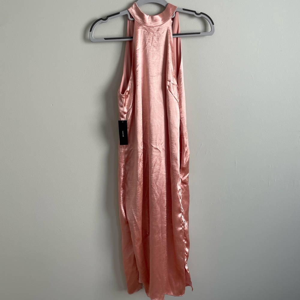 Lulus Pink Satin Halter Midi Dress XS NWT